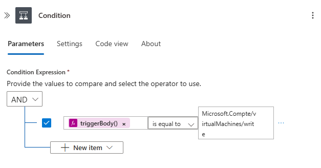 Screenshot: Workflow-Designer mit einer Bedingung, die den Vorgang vergleicht