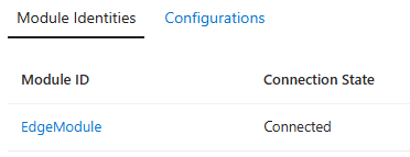 Diagramm des Device&nbsp;Update-Modulnamens mit dem Status „Verbunden“.