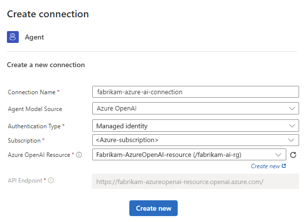 Screenshot zeigt Beispielverbindungsdetails für ein bereitgestelltes Modell im Azure OpenAI-Dienst.