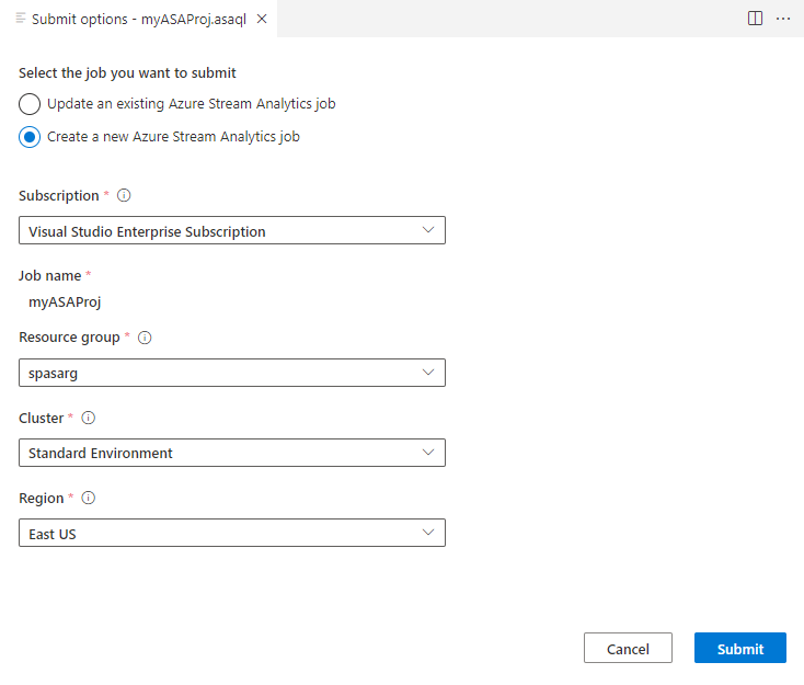 Screenshot der Übermittlungsoptionen.