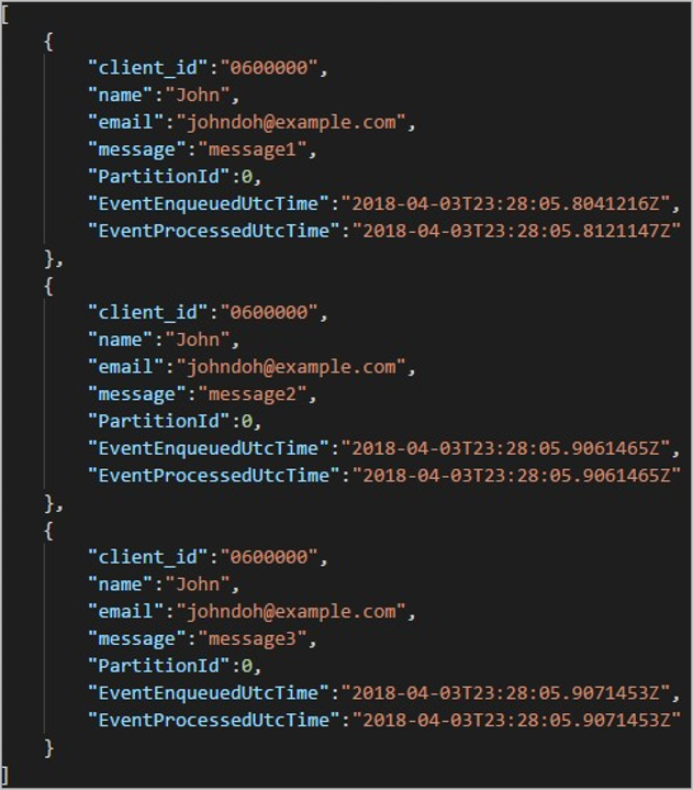 Screenshot, das Blob-Inhalte zeigt.