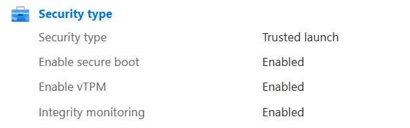 Screenshot mit den Eigenschaften für den vertrauenswürdigen Start der VM.