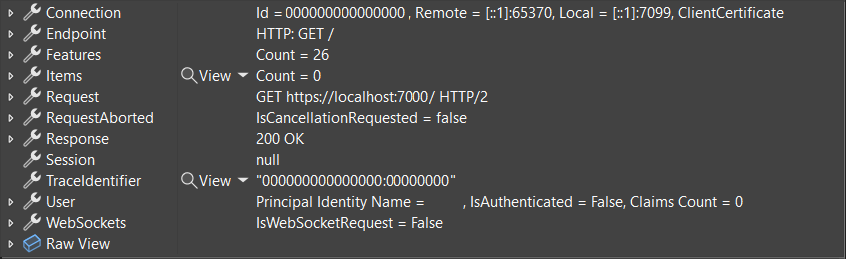 Hilfreiche Debuggeranzeige des HttpContext-Typs in .NET&nbsp;8.