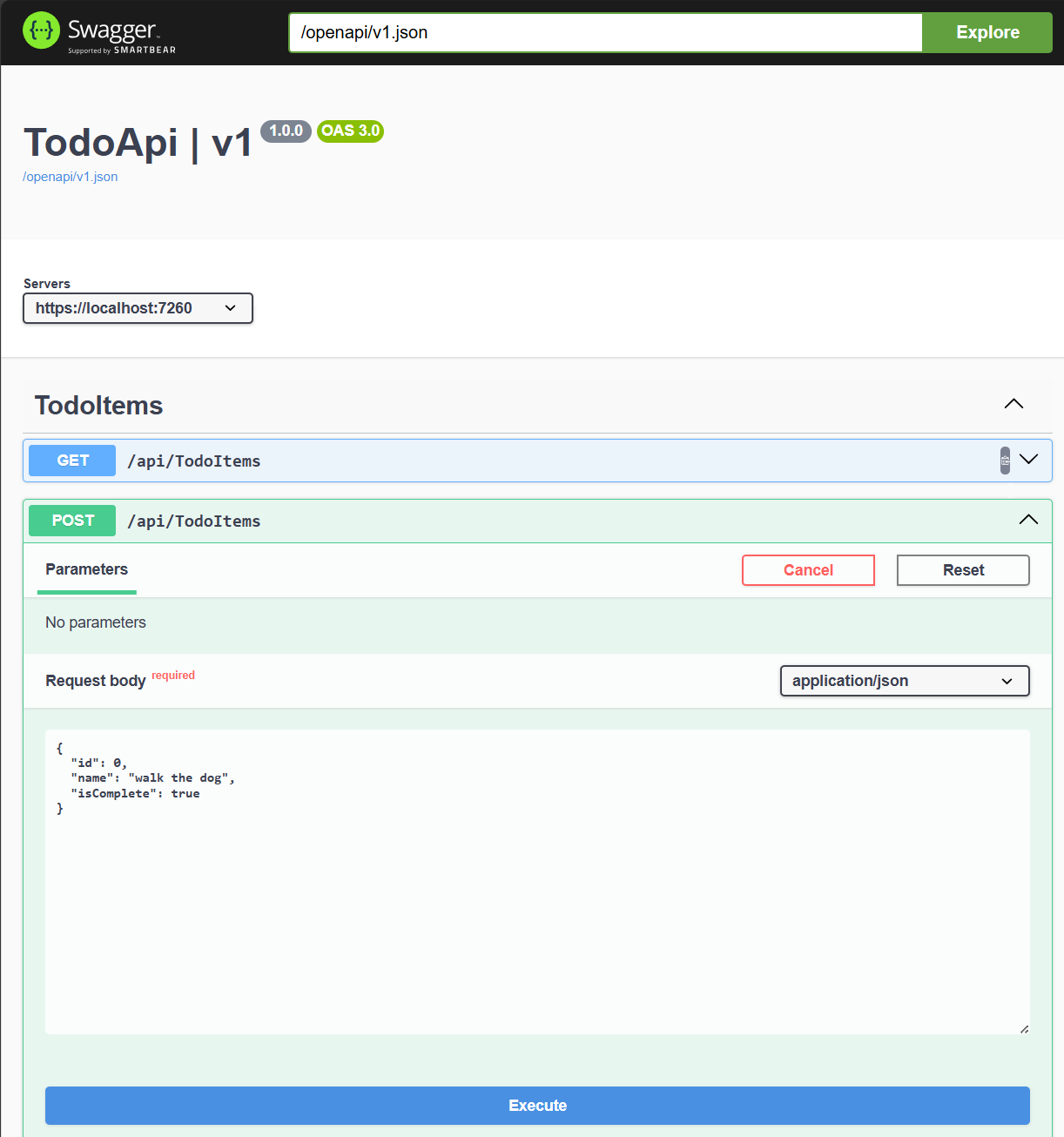 Swagger mit POST-Anforderung