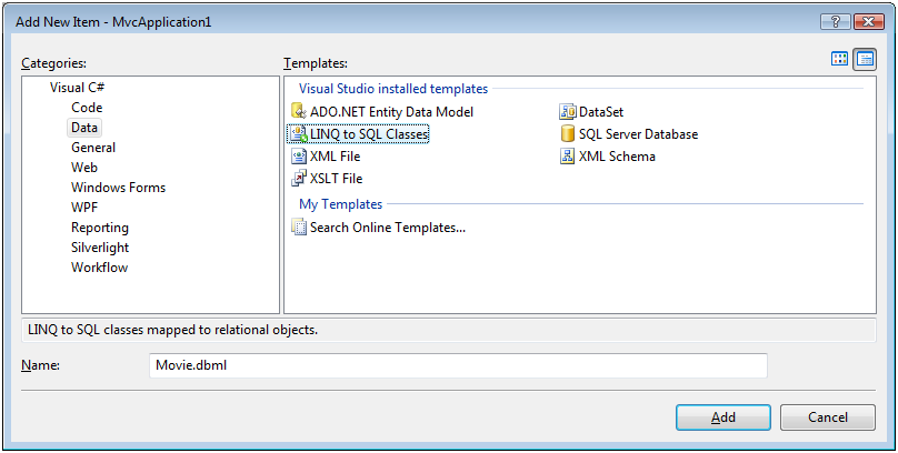 Erstellen von LINQ to SQL-Klassen