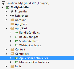 Nach dem Erstellen des Web-API-Controllers mit Gerüst