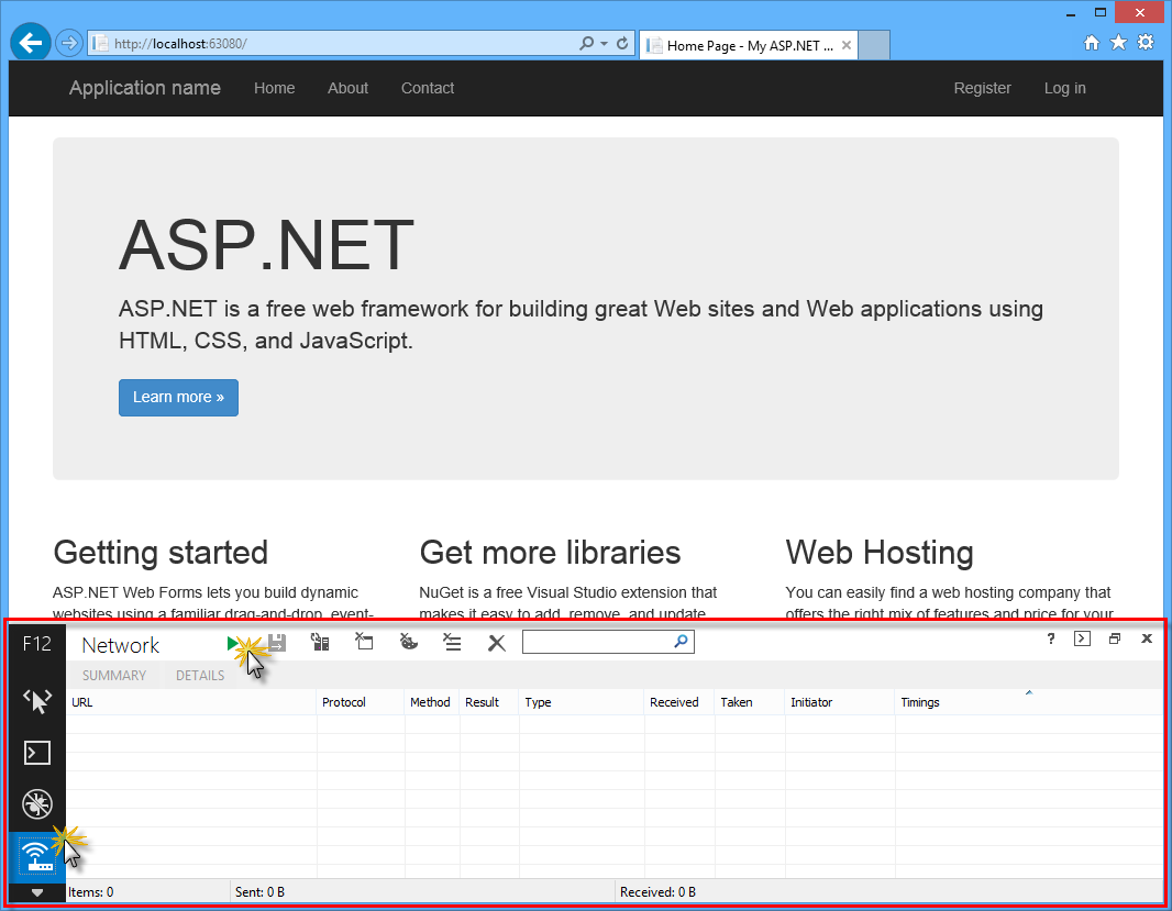 Web-API-Netzwerkerfassung wird initiiert