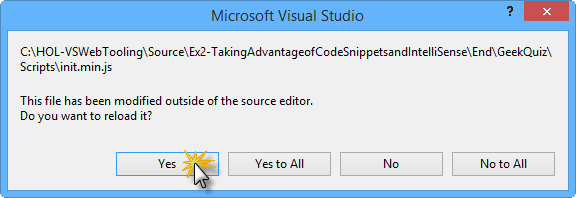 Microsoft Visual Studio-Warnung