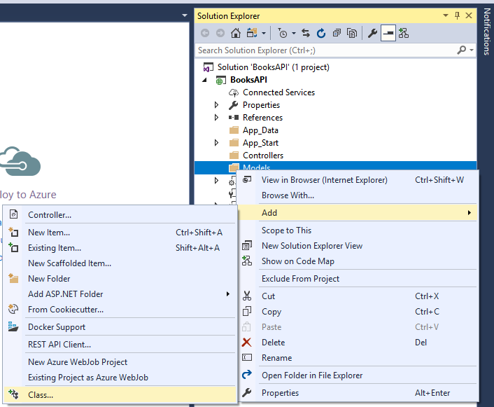 Abbildung des Erstellens einer neuen Klasse
