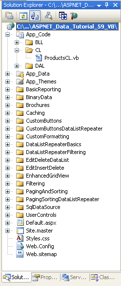 Hinzufügen eines neuen Ordners mit dem Namen CL und einer Klasse mit dem Namen ProductsCL.vb