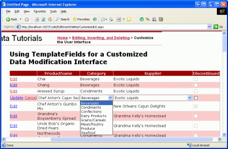 Das erste Element in den Drop-Down Listen ist standardmäßig ausgewählt.