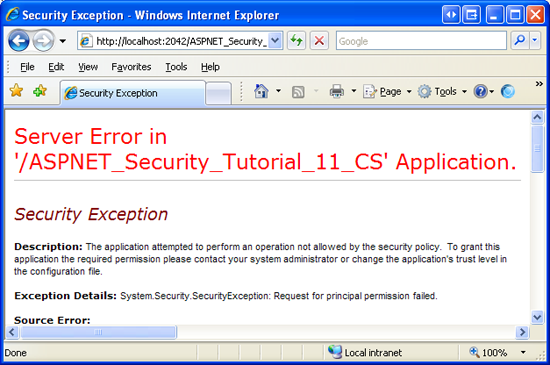 Wenn der Sicherheitskontext nicht zum Ausführen der Methode autorisiert ist, wird eine SecurityException ausgelöst.