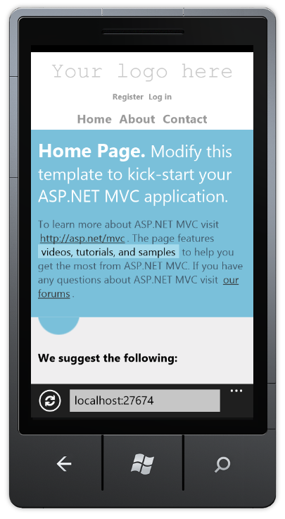 Screenshot der Ansicht des mobilen Browsers der Desktopversion der neuen Projektvorlagenseite.