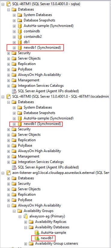 AlwaysOn-Datenbankstatus in SQL&nbsp;Server Management Studio