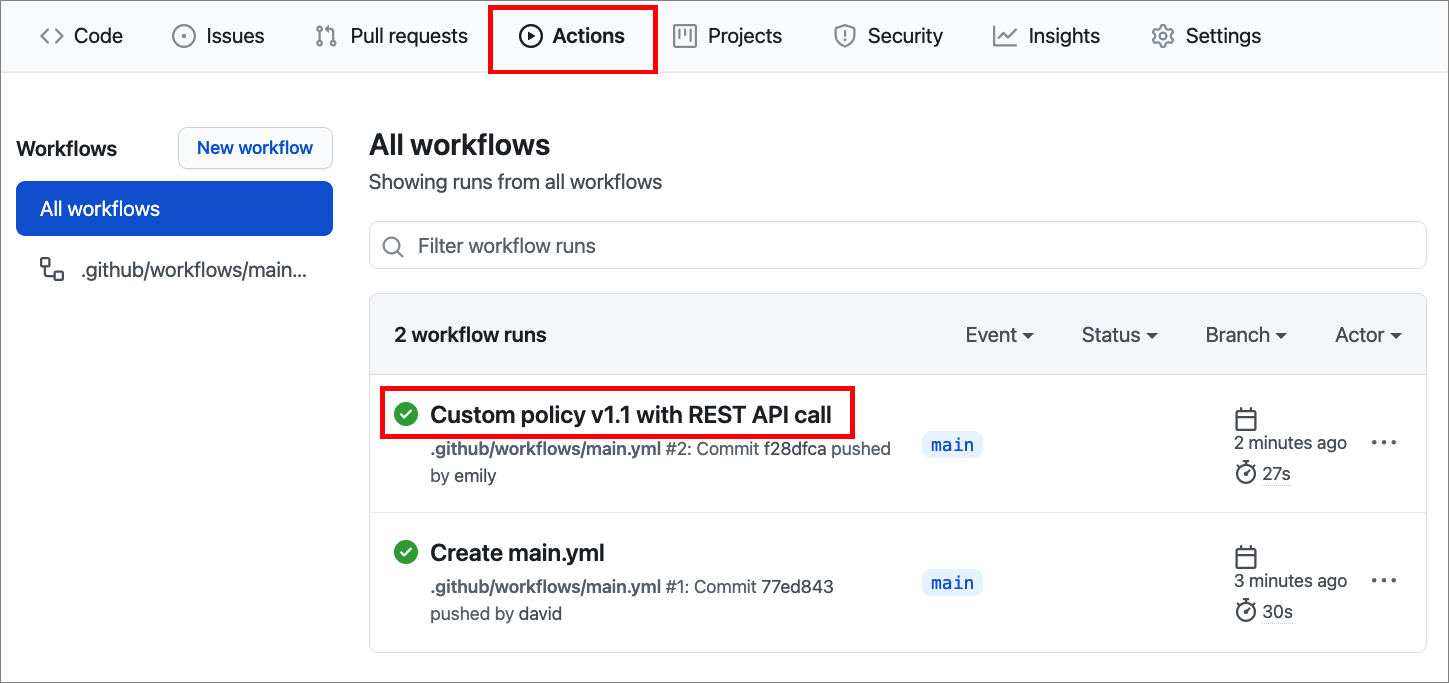 Screenshot, der zeigt, wie Workflowaktivität ausgewählt wird