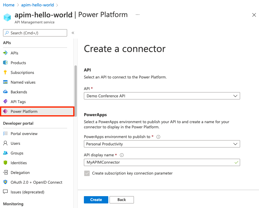 Erstellen eines benutzerdefinierten Connectors zur API in der API-Verwaltung