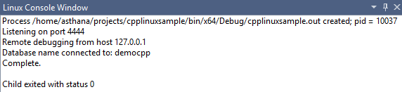 Screenshot der Linux-Konsolenfenster-Ausgabe.