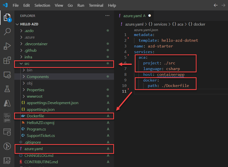 Screenshot, der die Verpackungsphase von Azd up zeigt.