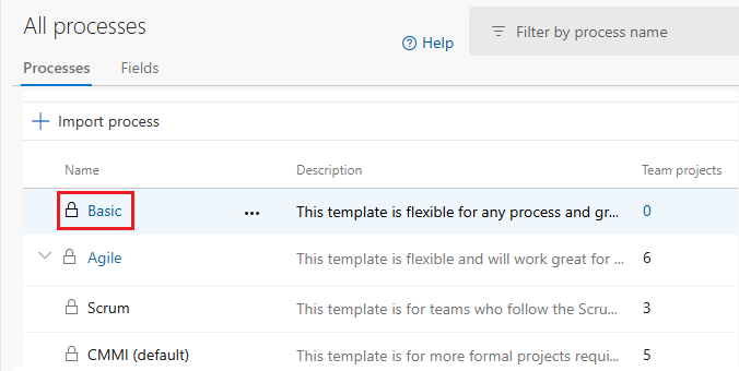 Screenshot des hervorgehobenen Basisprozesses.