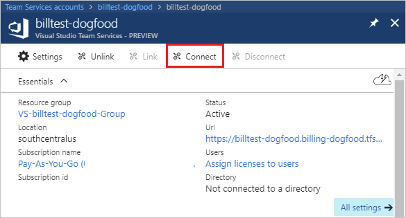 Verbinden von Azure AD über das Azure-Portal