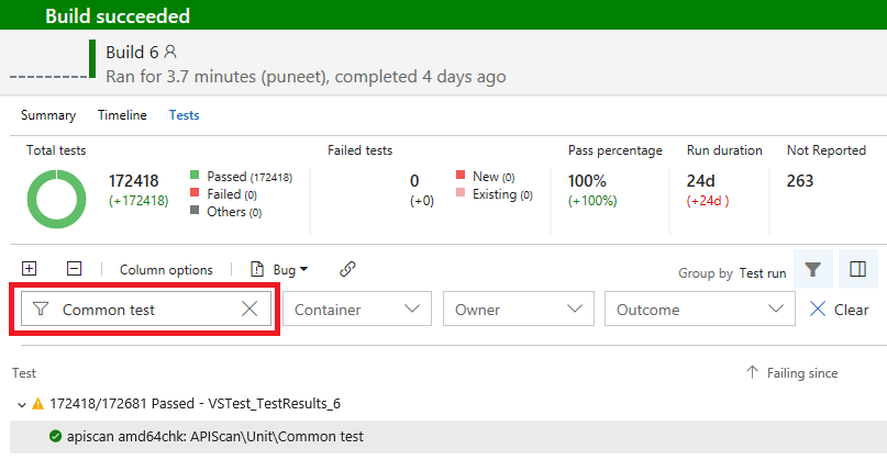 Test nach Testnamen filtern