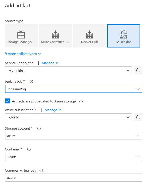 Optionen zum Veröffentlichen von Jenkins-Artefakten in Azure Storage