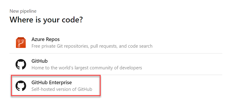 GitHub Enterprise-Unterstützung im Pipeline-Assistenten.
