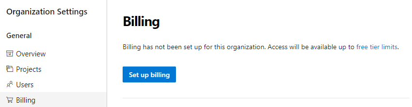Abrechnungseinstellungen der Organisation.