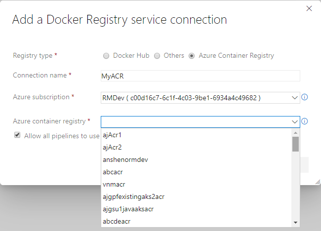 Fügen Sie eine Docker-Dienstverbindung hinzu.