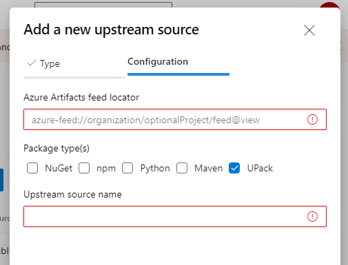 Hinzufügen einer neuen Upstreamquelle