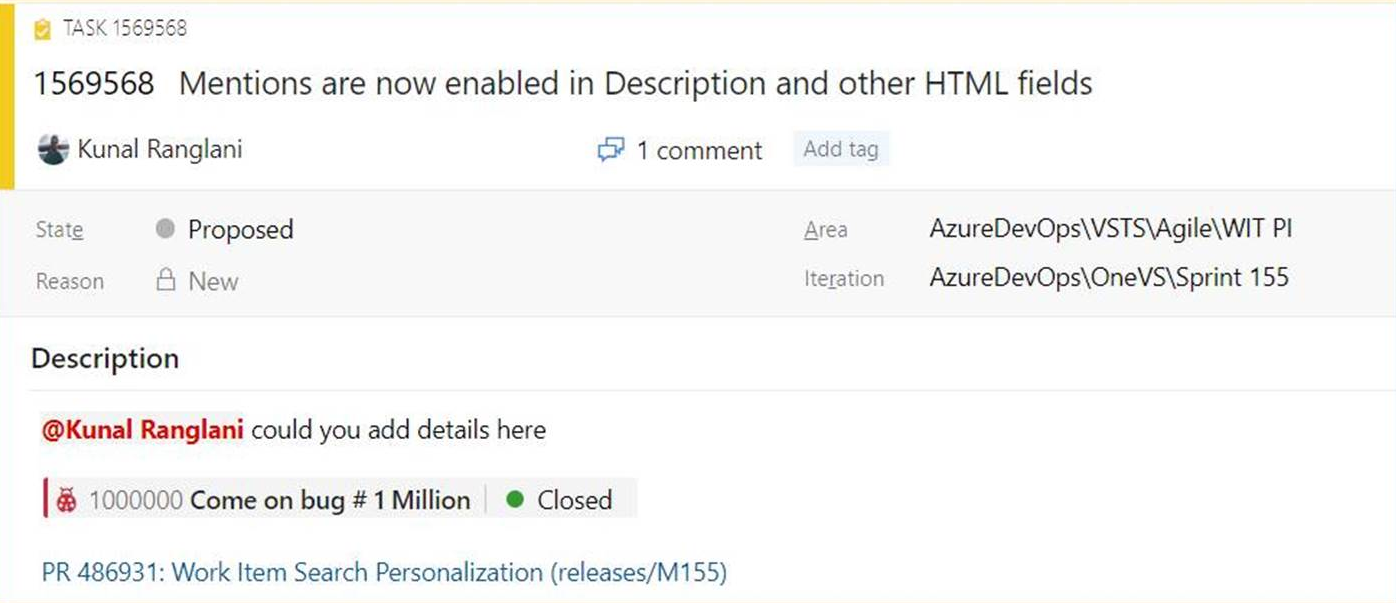 Screenshot, der zeigt, dass Sie Personen, Arbeitsaufgaben und PRs im Bereich 