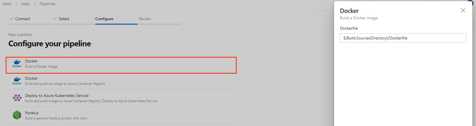 Screenshot des Docker-Dialogfelds.