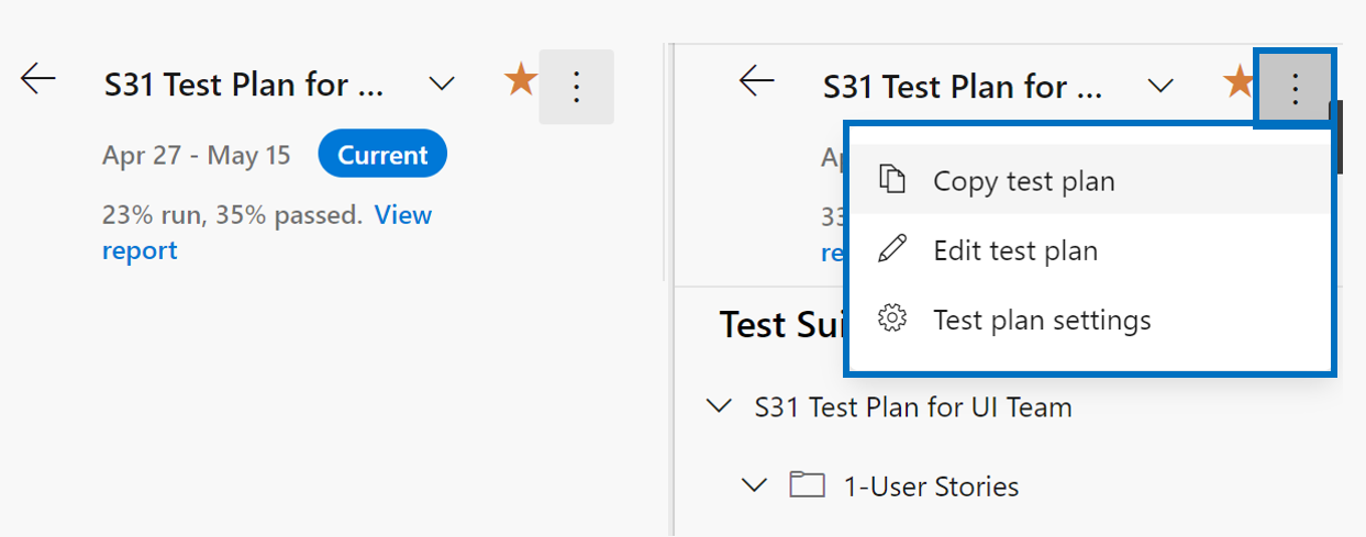 Kopfzeilenseite des Testplans