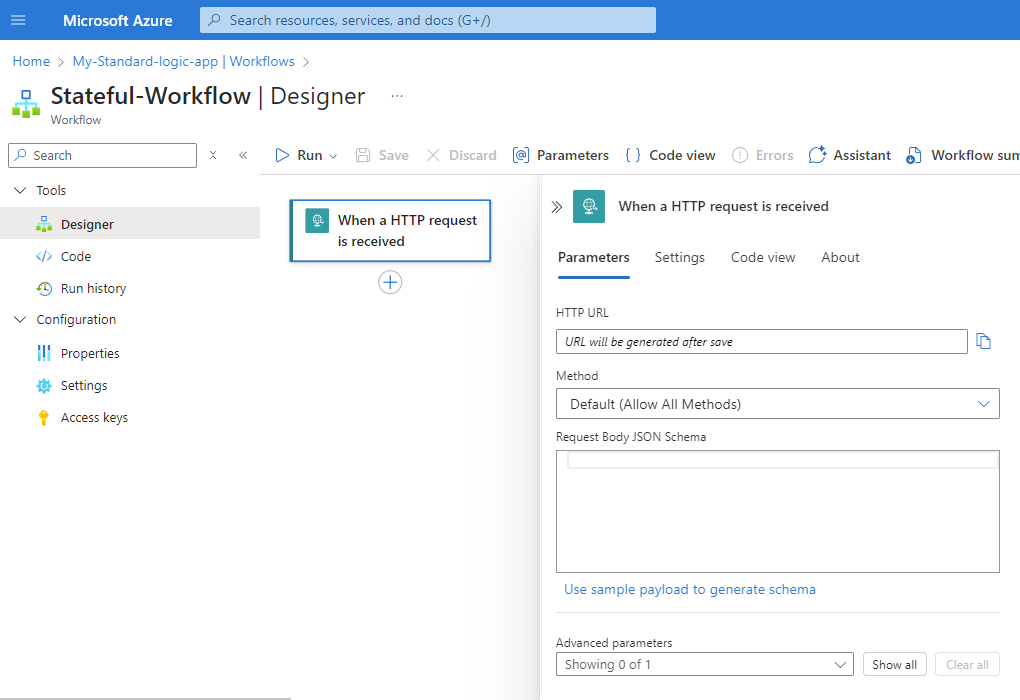 Screenshot des Standardworkflows mit Anforderungstrigger.