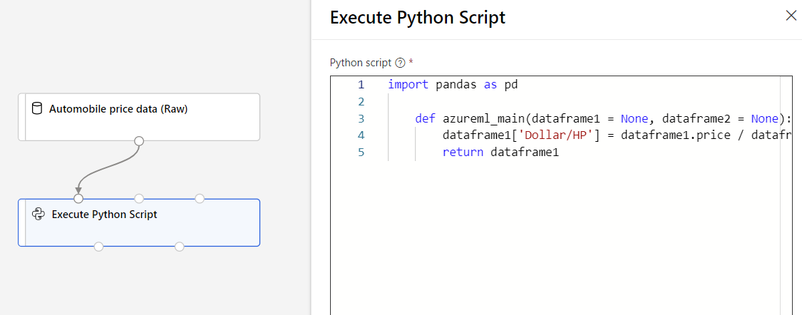 Screenshot der Execute Python-Pipeline.