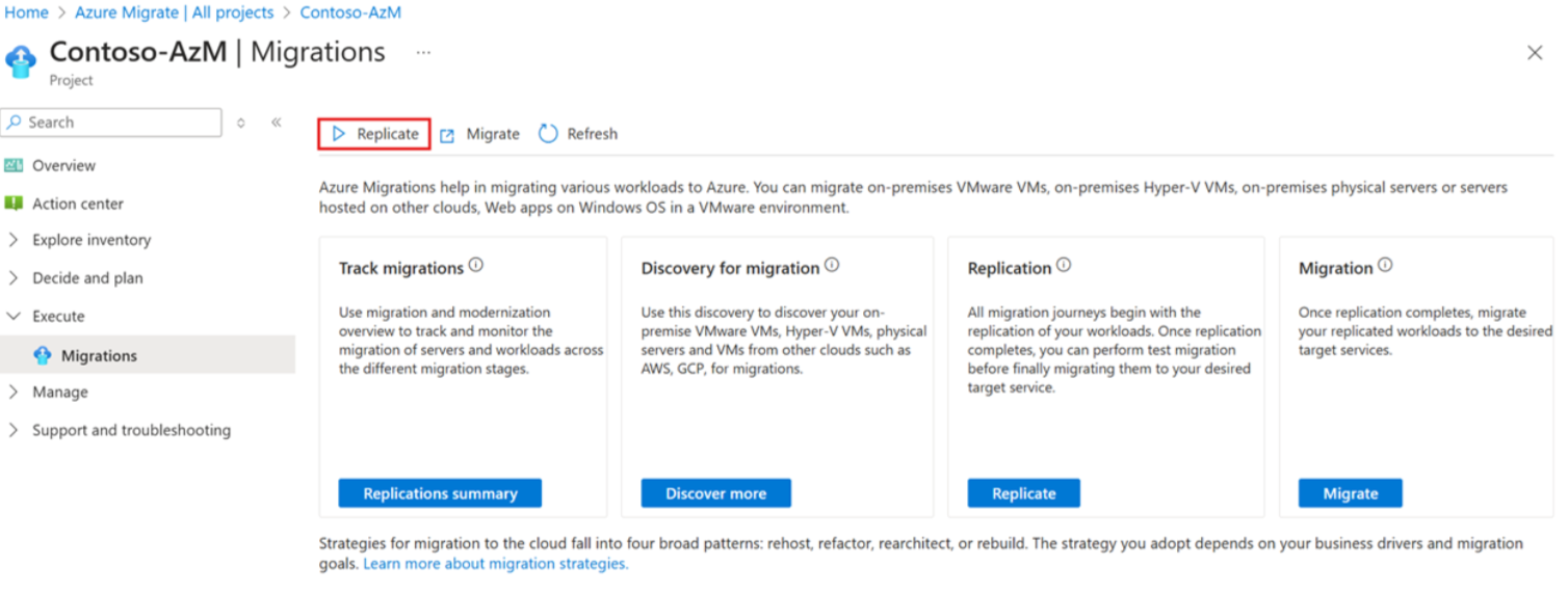 Screenshot der ausgewählten Option „Replizieren“.