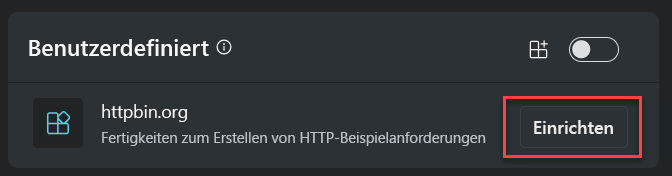 Screenshot: Option zum Einrichten