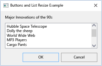 Dialog vor der Größenänderung.
