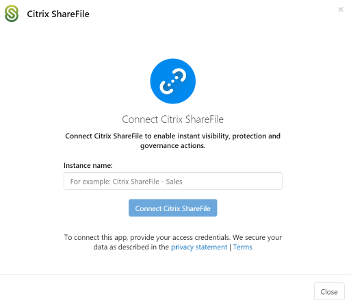 Verbinden Sie Citrix ShareFile instance Namen.