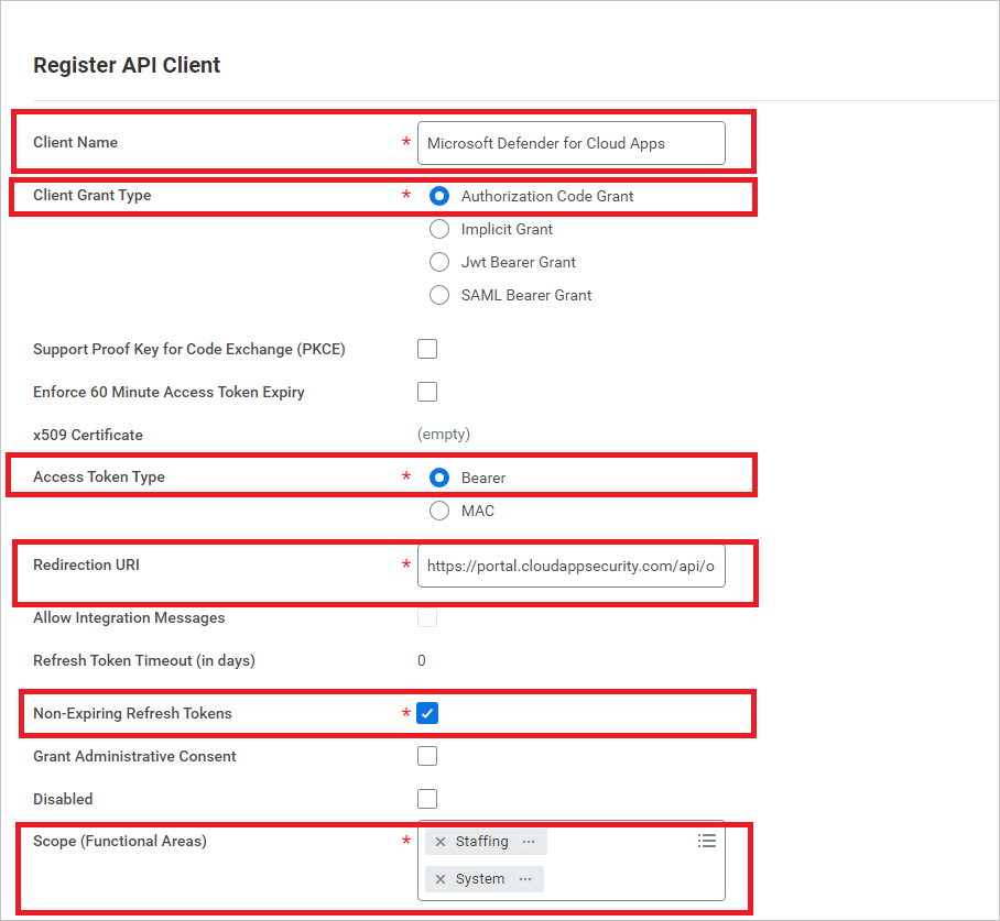 Screenshot: Registrieren des API-Clients
