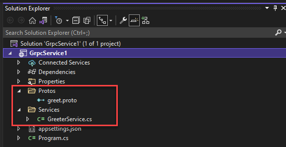 gRPC-Projekt in Visual Studio&nbsp;2022