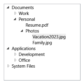 Screenshot eines Strukturansichtssteuerelements in WPF.