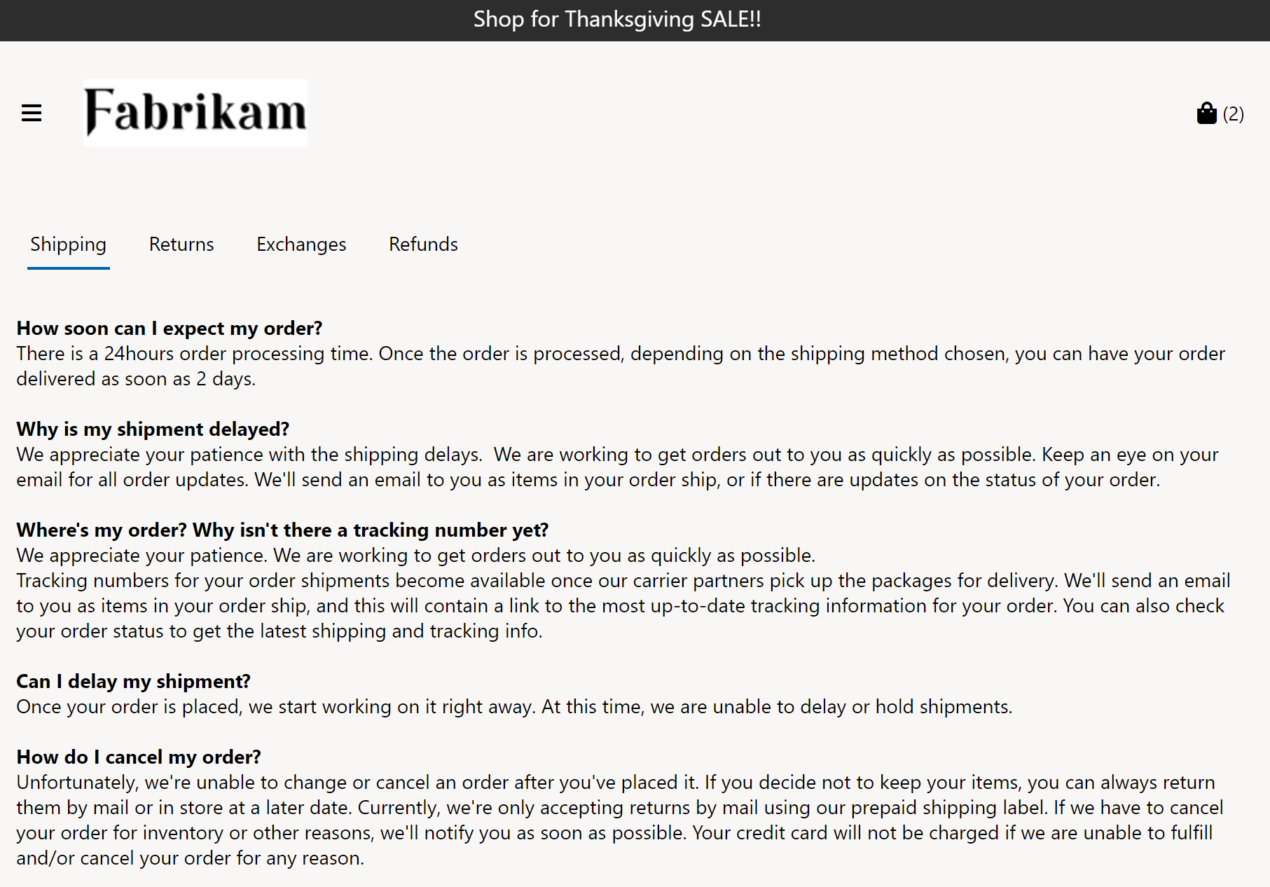 Screenshot eines Tab-Moduls.