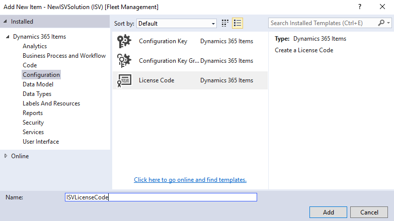 Screenshot of creating a license code.