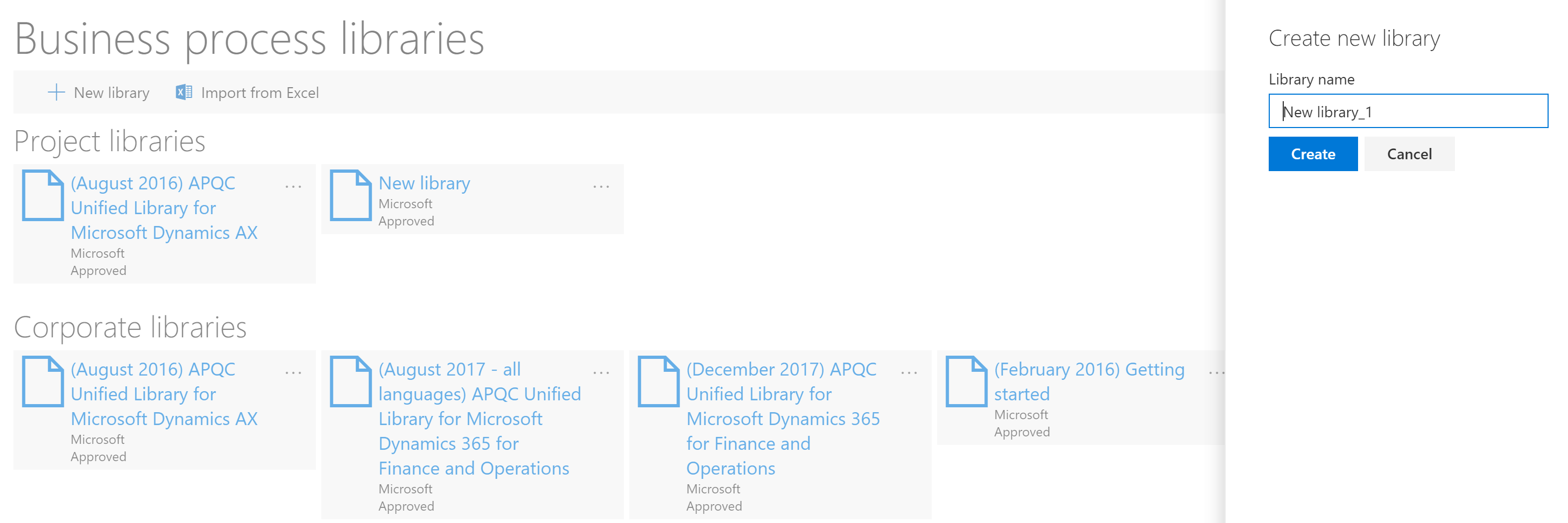Screenshot of Create new library.