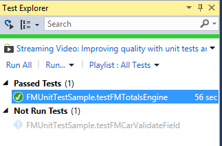 Screenshot of an example of a test appearing in Test Explorer.