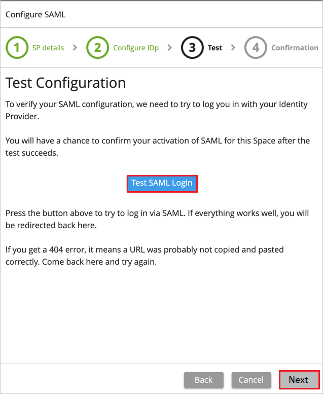 Screenshot der SAML-Konfiguration.