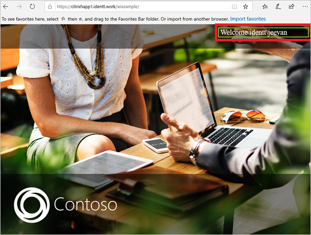 Screenshot von Citrix ADC SAML Connector für die Microsoft Entra-Konfiguration – Eine Testseite in einem Webbrowser