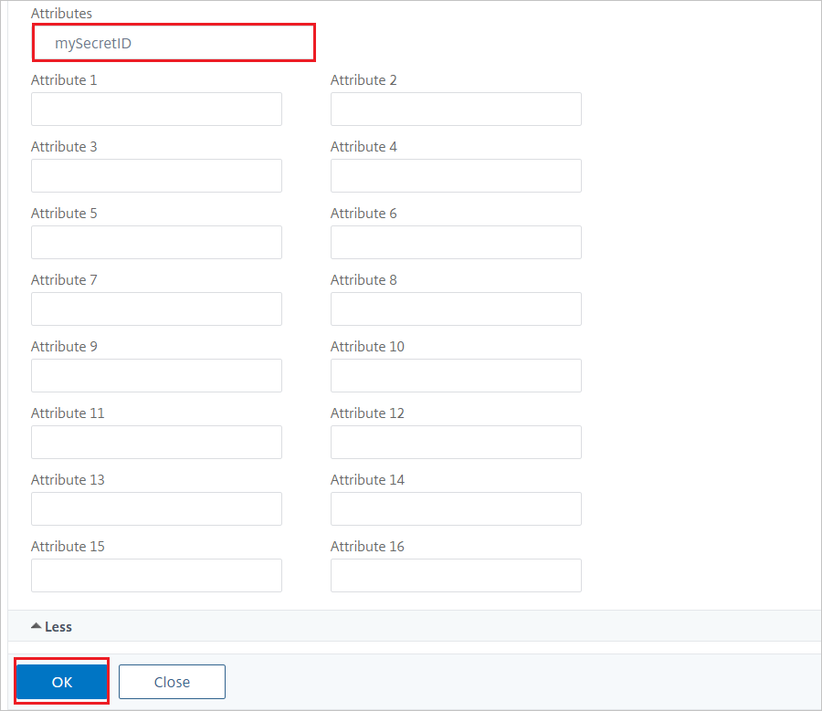 Citrix&nbsp;ADC-Konfiguration: Bereich „Attribute“