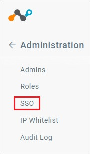 Screenshot: Auswahl von „SSO“ unter „Administration“